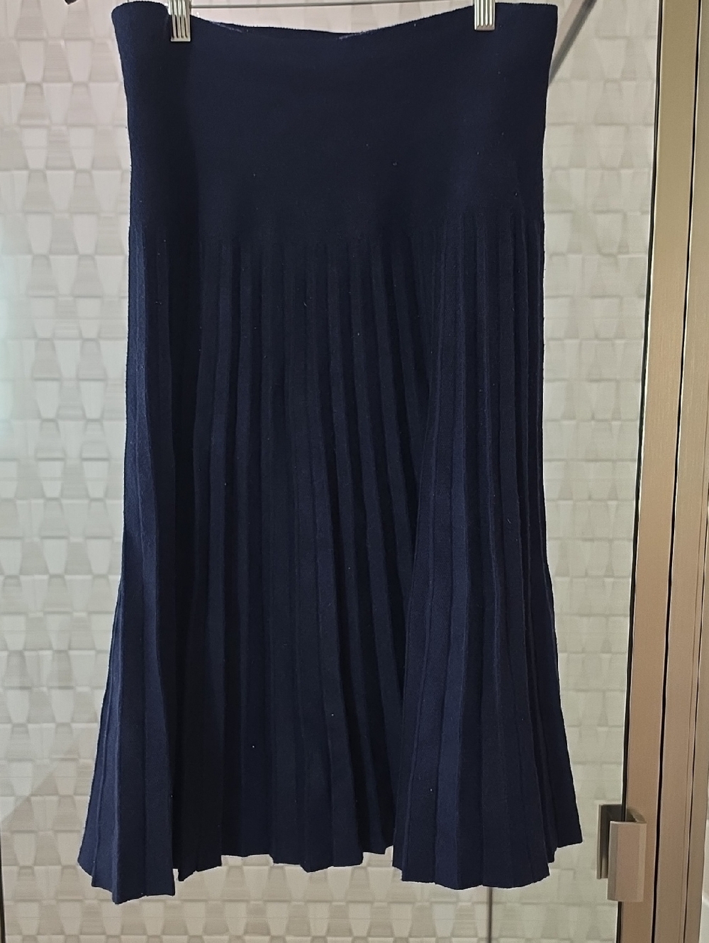 Mia Mod Dark Navy Pleated Midi Skirt